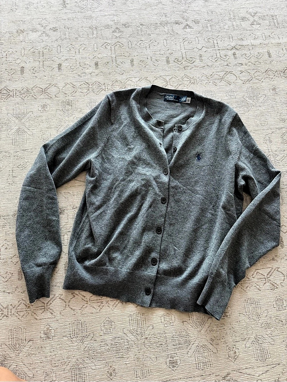Polo Ralph Lauren Cotton Crewneck Cardigan Gray Medium